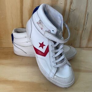 Converse Blaze White and Red High-Top Sneakers